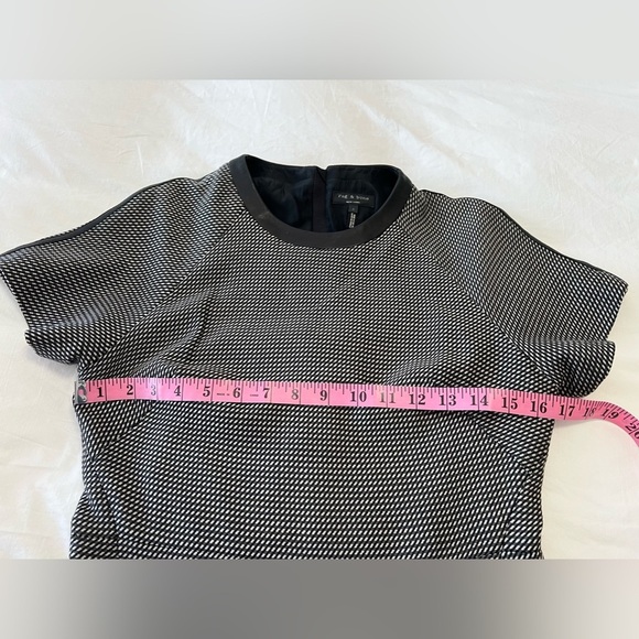 Rag & Bone | Women’s SZ 4 |Black White Watson Flared Career Dresses Leather Trim - Picture 9 of 11